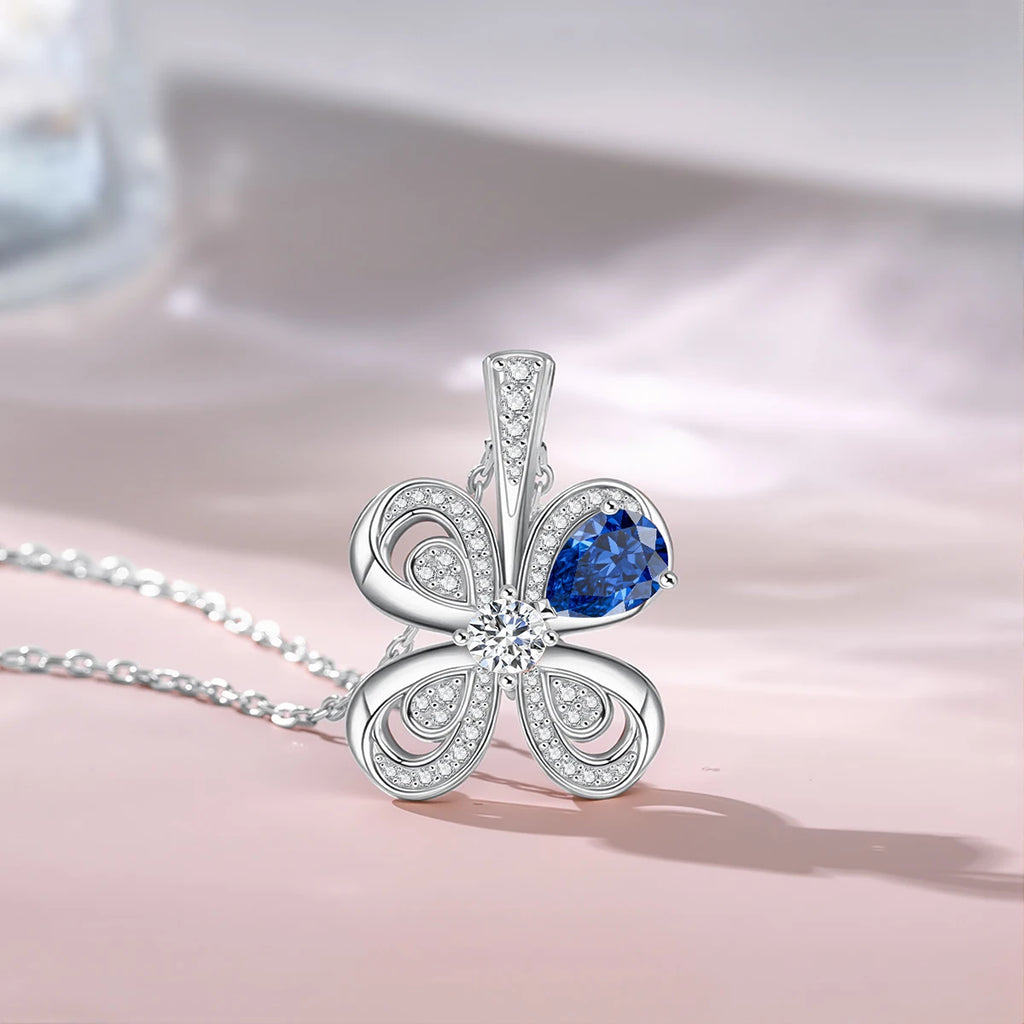 Moissanite Necklace With Certificate Pendant For Woman 100% Silver 925 Lucky Charms Fine Jewelry