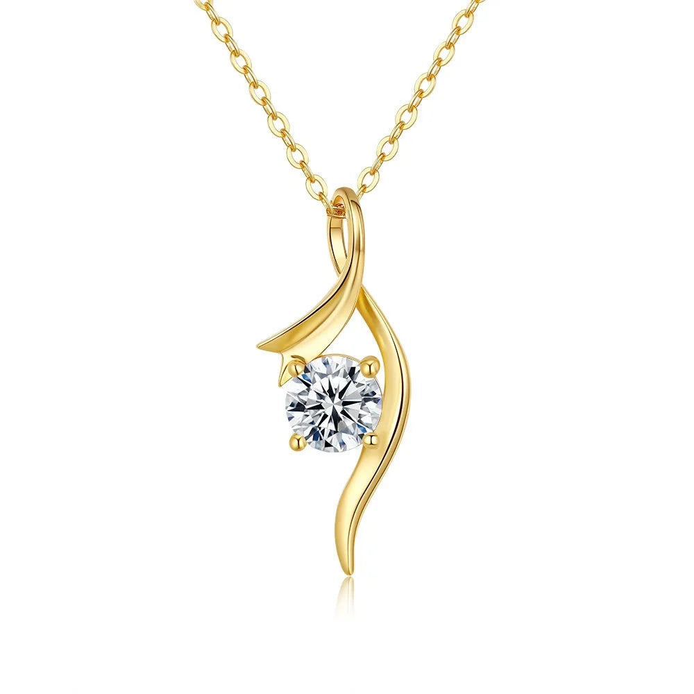 Vvs D Color Irregular Twisted Thread Pendant 1ct Diamond Moissanite Necklace Women's 14K Gold Wedding Fine Jewelry