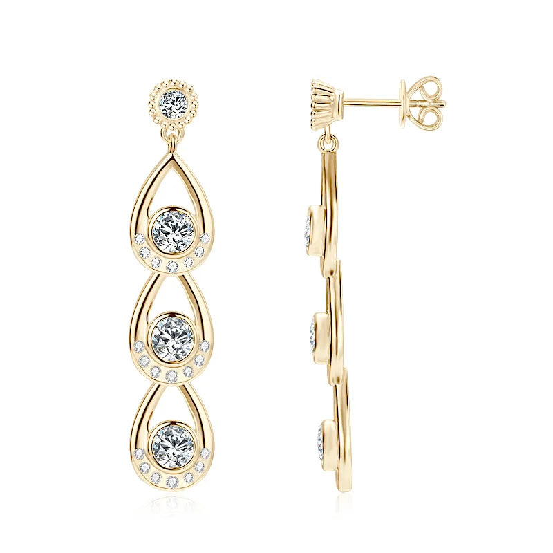 925 Sterling Silver 4mm&3mm Moissanite Drop Earrings
