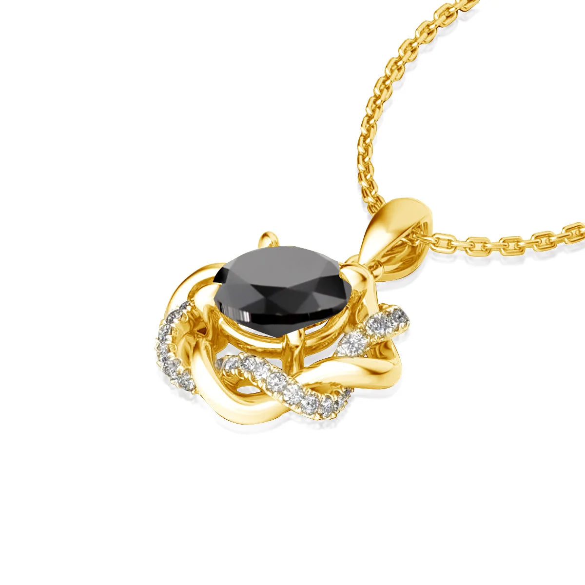 3ct 9mm Black Moissanite Necklace For Women Solid Silver 925