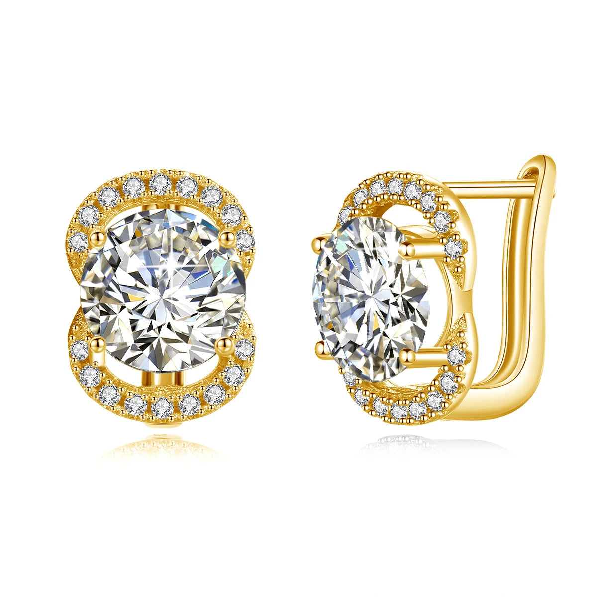 Moissanite Earrings Studs With Certificate 100% Sterling Silver 925 4ct 8mm