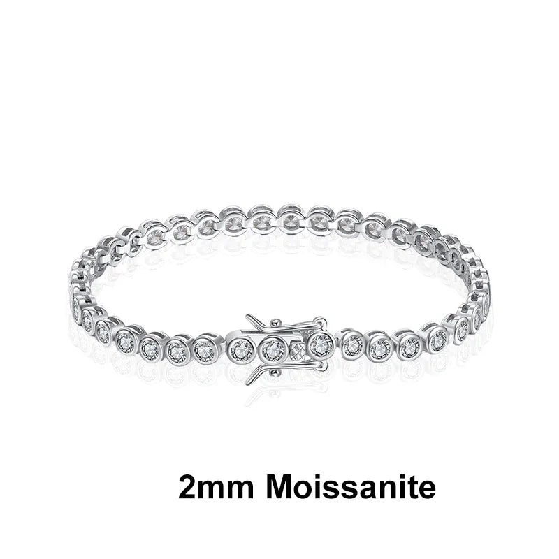 Full 3mm Round Moissanite Tennis Bracelet Diamond 925 Sterling Silver with Gold Plated Bracelets For Women