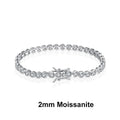 Full 3mm Round Moissanite Tennis Bracelet Diamond 925 Sterling Silver with Gold Plated Bracelets For Women