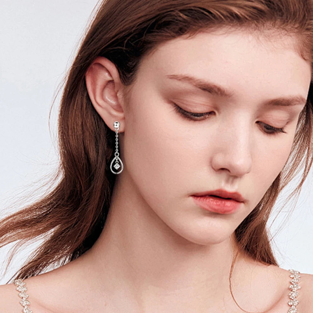 925 Sterling Silver Long Tassel Earrings 3mm Moissanite Drop Earrings For Women 14K Gold Jewelry High Quality Gift