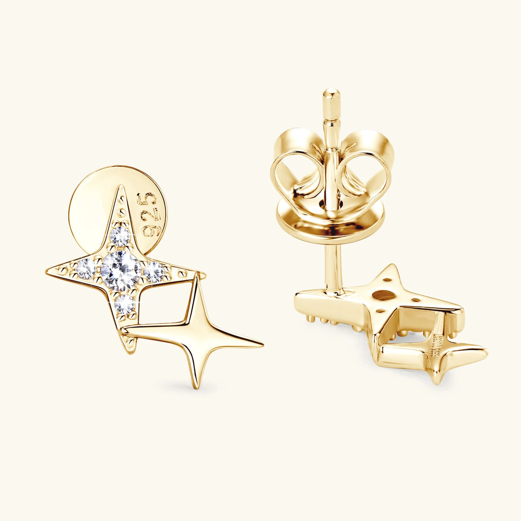 Star Moissanite Earrings For Women 100% 925 Sterling Silver Plated Gold Earrings Trending Jewelry Accessories