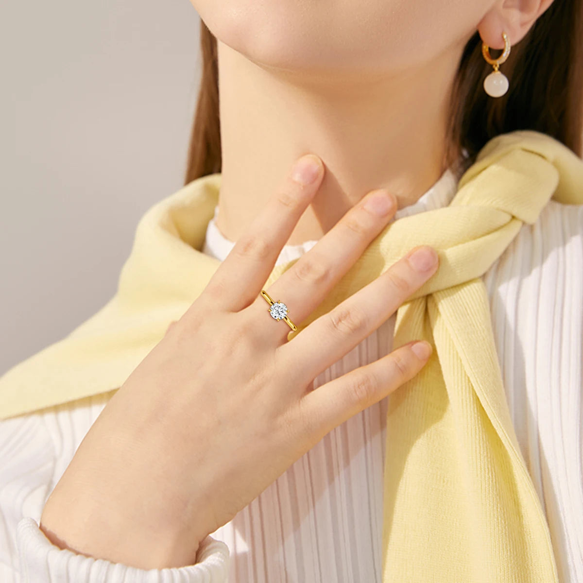 Moissanite D Color Ring For Women 925 Sterling Silver Gold Plated 1ct 2ct 3ct