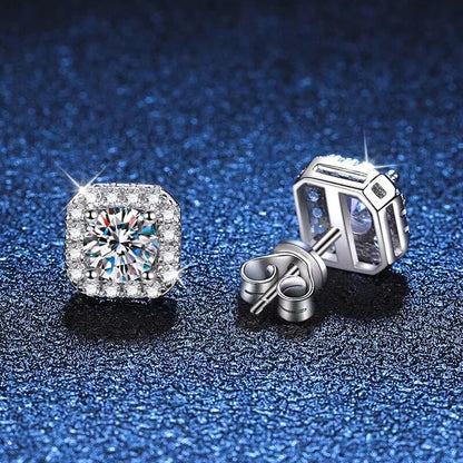 1ct Moissanite Square Stud Earrings