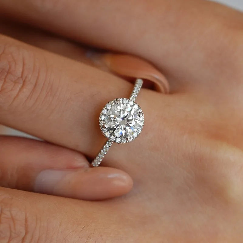 Lover Valentine's Day 18K White Gold Rings 0.5/1/2CT VVS D Color Moissanite Diamond Women Wedding Band PT950 Girl Birthday Gift