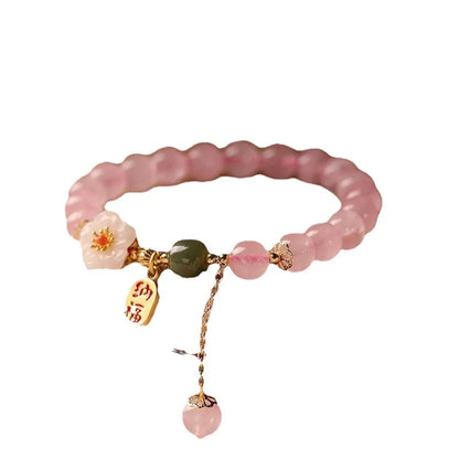 Pink Crystal Hotan Jade Beaded Bracelet