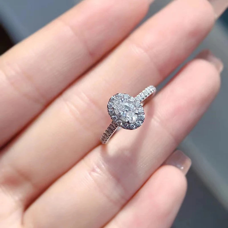 S925 Sterling Silver Engagement 2 CT Oval Moissanite Diamond Couple Wedding Ring Luxury Fine Jewelry