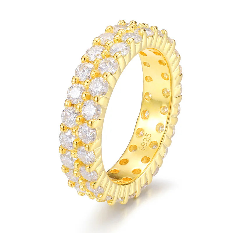 Moissanite Ring 925 Sterling Silver Plating Gold Color Men Women Wedding Bands Round 3mm