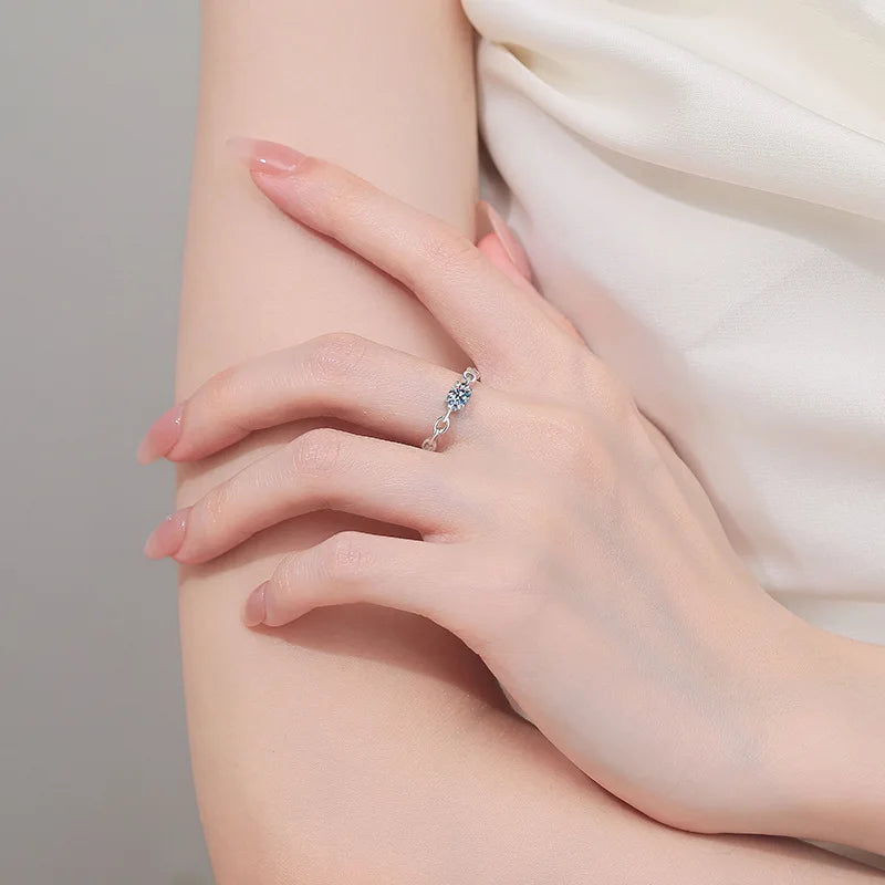 Women Engagement 18K White Gold Wedding Band 0.5CT Moissanite Diamond Birthday Gift PT950 Platinum Girl Friend Valentine's Day