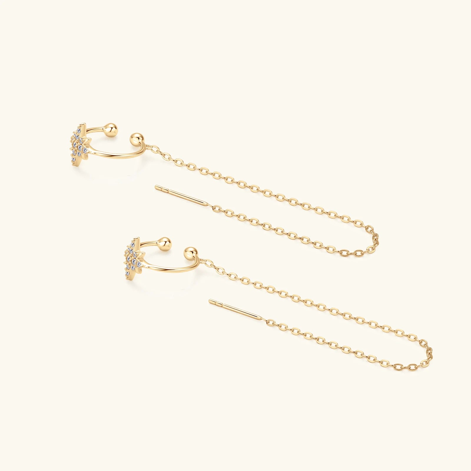 925 Sterling Silver Ear Cuff Earrings Chain for Women Full Moissanite Drop Dangle Ear Stud Star Crawler Wrap Earrings Jewelry