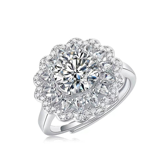 2 Carat Flower Moissanite Engagement Rings