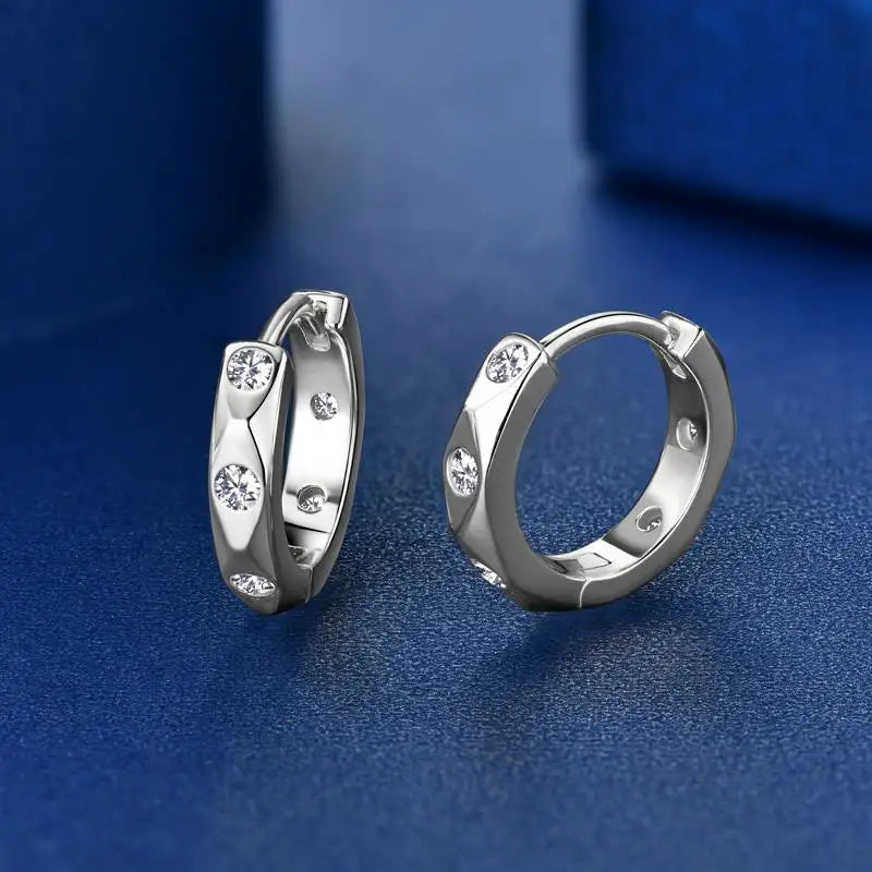 Moissanite Earring 925 Sterling Silver Huggies Hoop Earrings