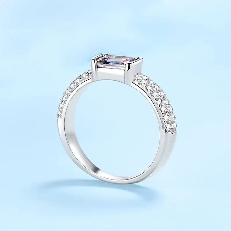 Engagement Rings 18K White Gold Women Wedding Band VVS1 D Color 1CT Moissanite Diamond Girl Birthday Gift Lady Valentine's Day