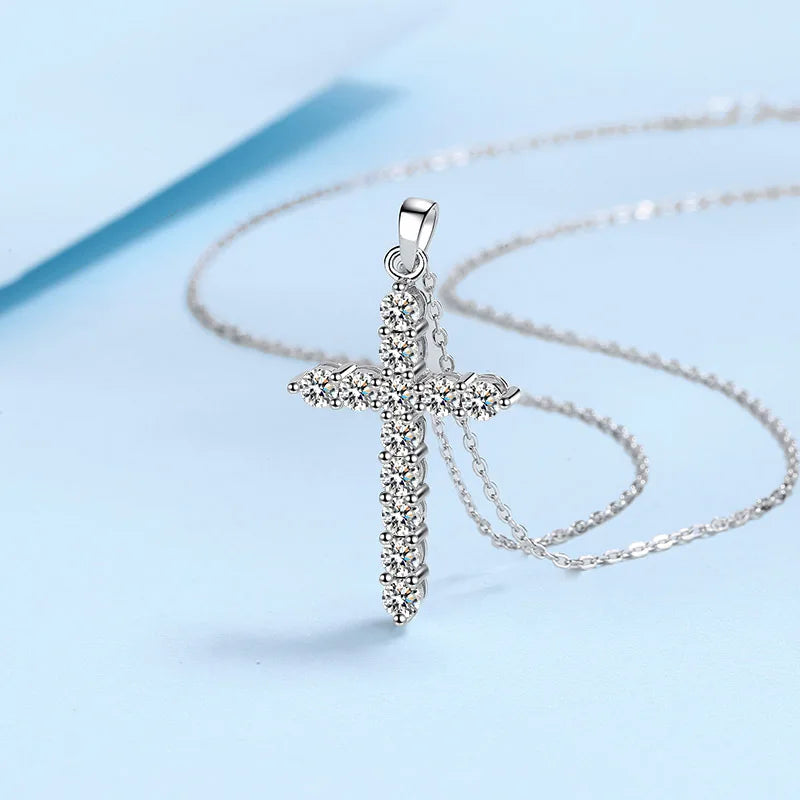 PT950 Platinum Full Moissanite cross necklace