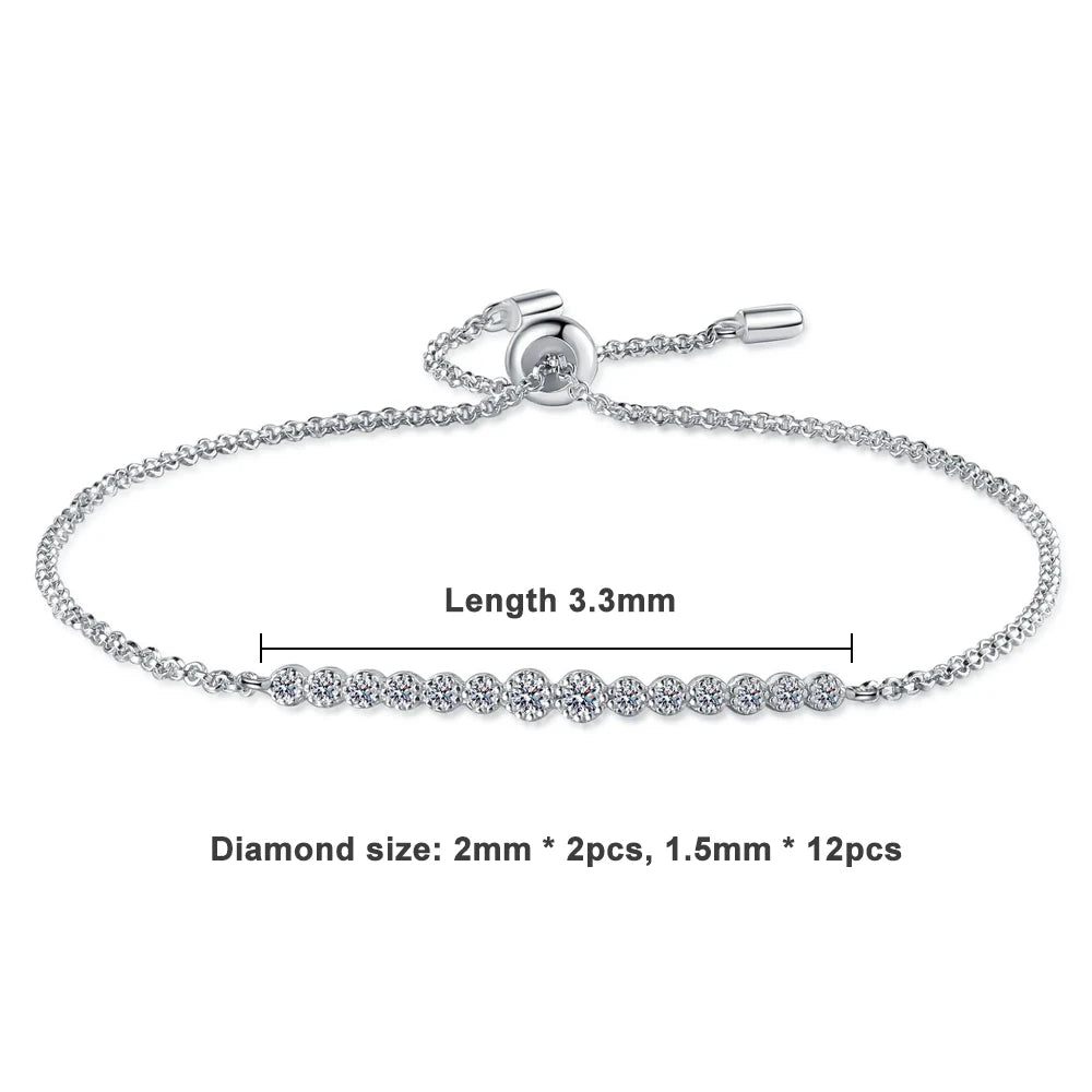 D VVS1 Moissanite Dainty Bracelet | S925 Silver 0.24ctw
