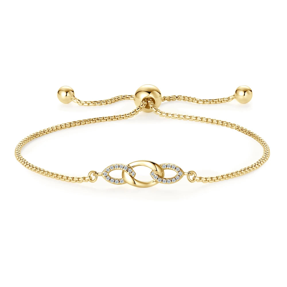 New Moissanite Bracelets for Women 18K Gold Plated 925 Sterling Silver Infinity Adjustable Bracelet Fine Jewelry Gift