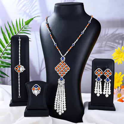 Luxury Pearls Necklace Earrings Bracelet Ring Jewelry Sets