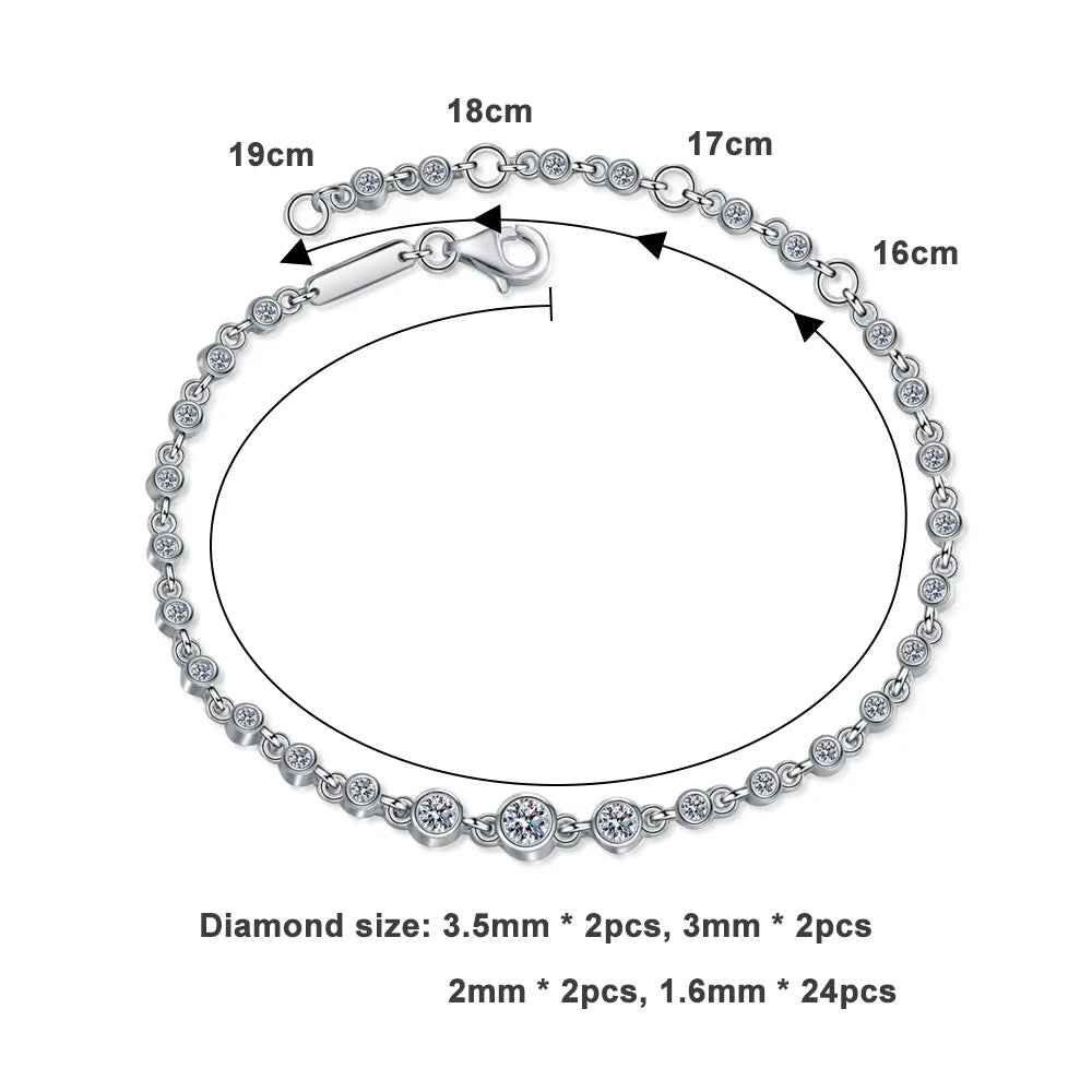 Moissanite Tennis Bracelets for Women Round Lab Diamond GRA 925 Sterling Silver 18k D VVS1