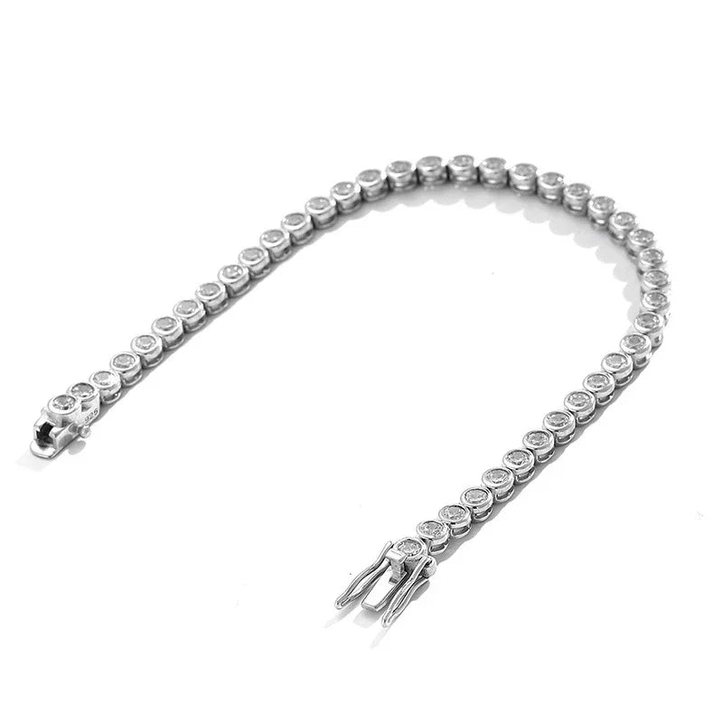 Full 3mm Round Moissanite Tennis Bracelet Diamond 925 Sterling Silver with Gold Plated Bracelets For Women