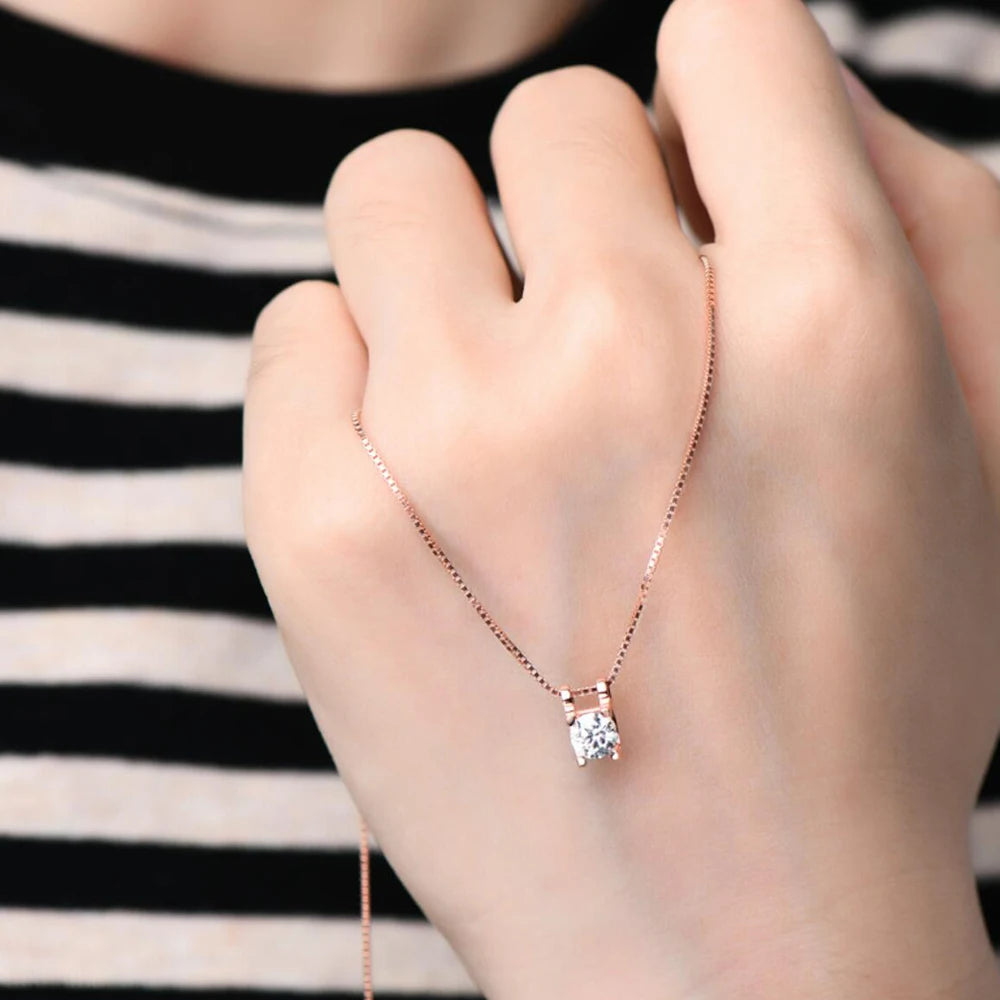 925 Silver 5mm Moissanite Diamond Necklace for Women Certified Original Rose Gold Plated Bull Head Pendant Necklace Choker Chain