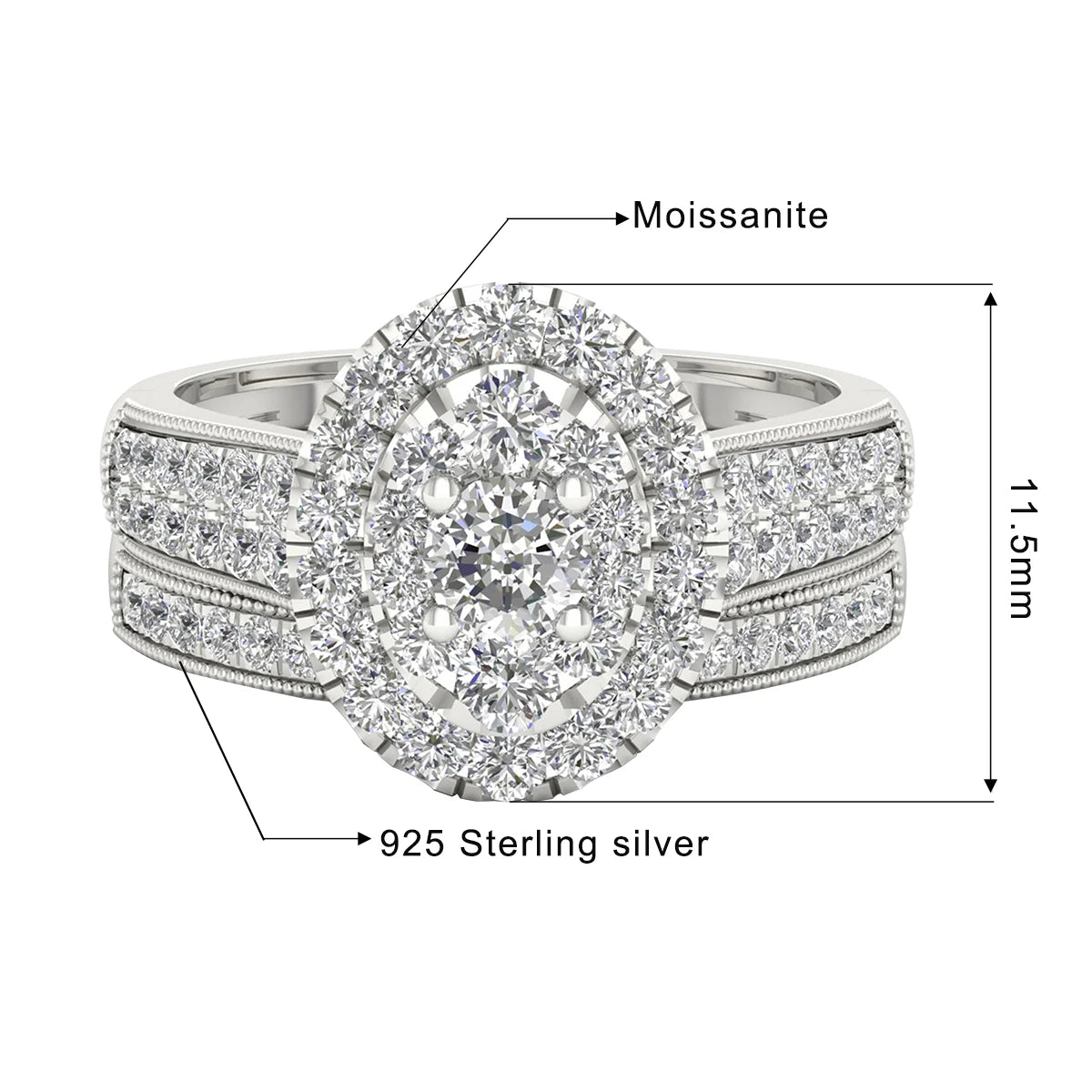 Moissanite Engagement Rings Set Bridal Jewelry 2PCS