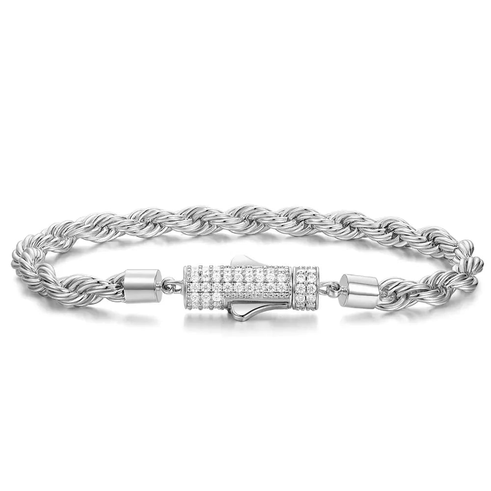 Moissanite Rope Bracelet 4mm Solid 925 Sterling Silver D VVS1