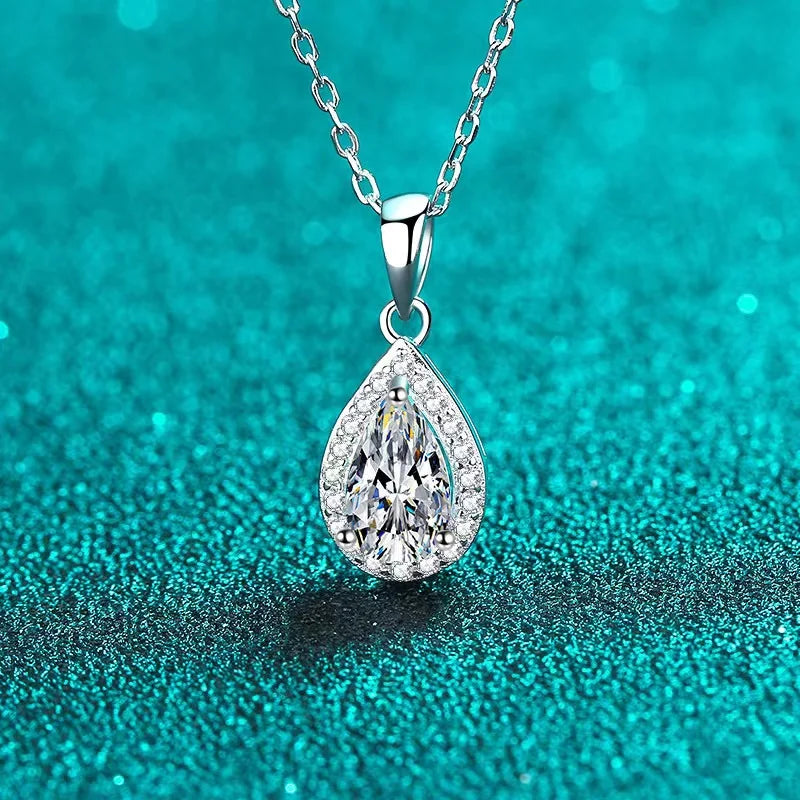 1ct Pear Moissanite Pendant Necklace