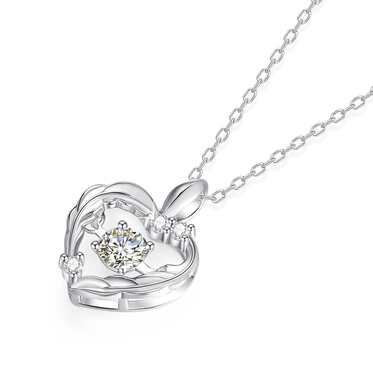 Heart Pendant Necklace Moissanite Women 100% 925 Sterling Silver