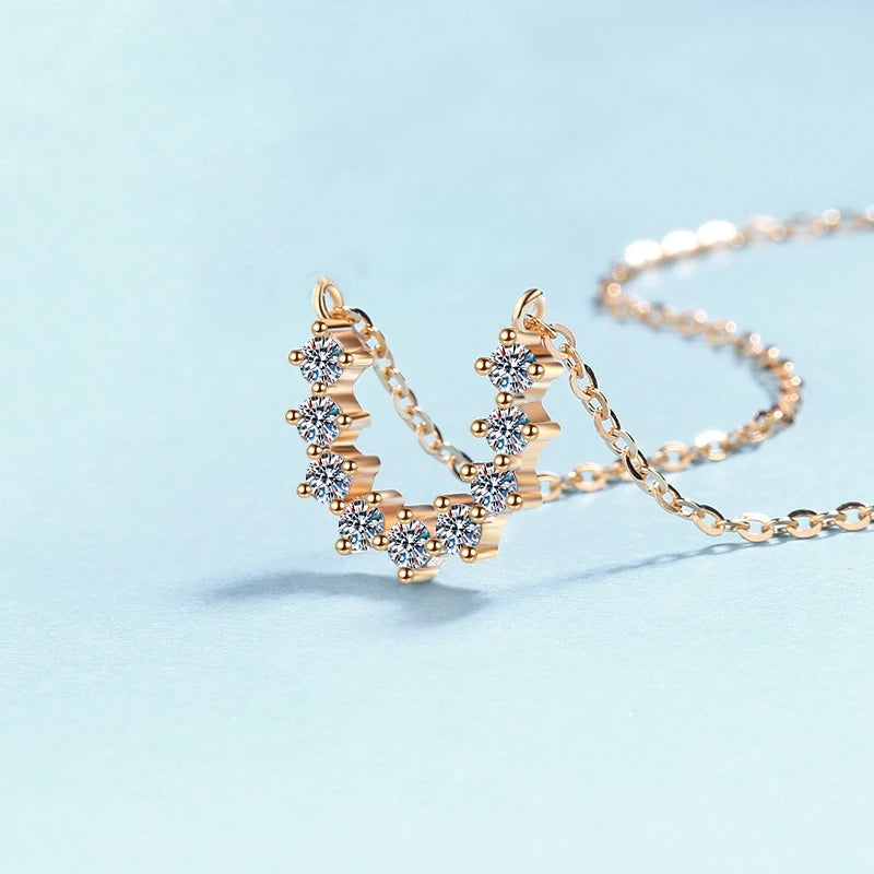 Valentine's Day 18K Rose Gold Necklaces Women Wedding Fine Jewelry 0.54CT Moissanite Diamond Pendant Girl Birthday Gift Daughter