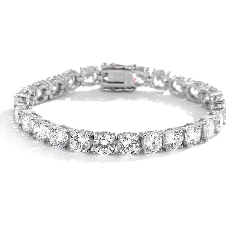 Moissanite 2mm Tennis Bracelet 925 Sterling Silver Plated White Gold Bracelet for Women Man Sparkling Party Jewelry