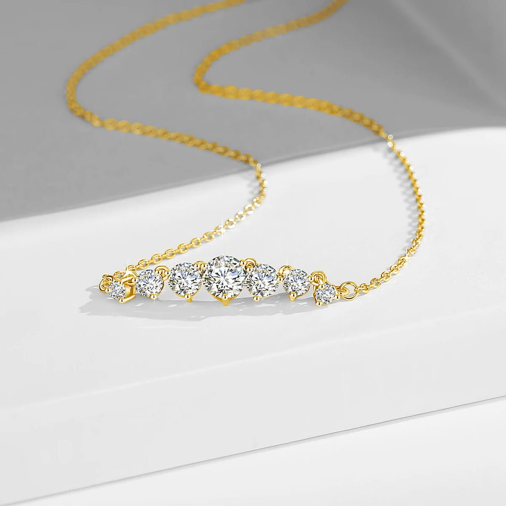 Moissanite Necklace For Women Solid 925 Sterling Silver 2.8ct 7 Stone