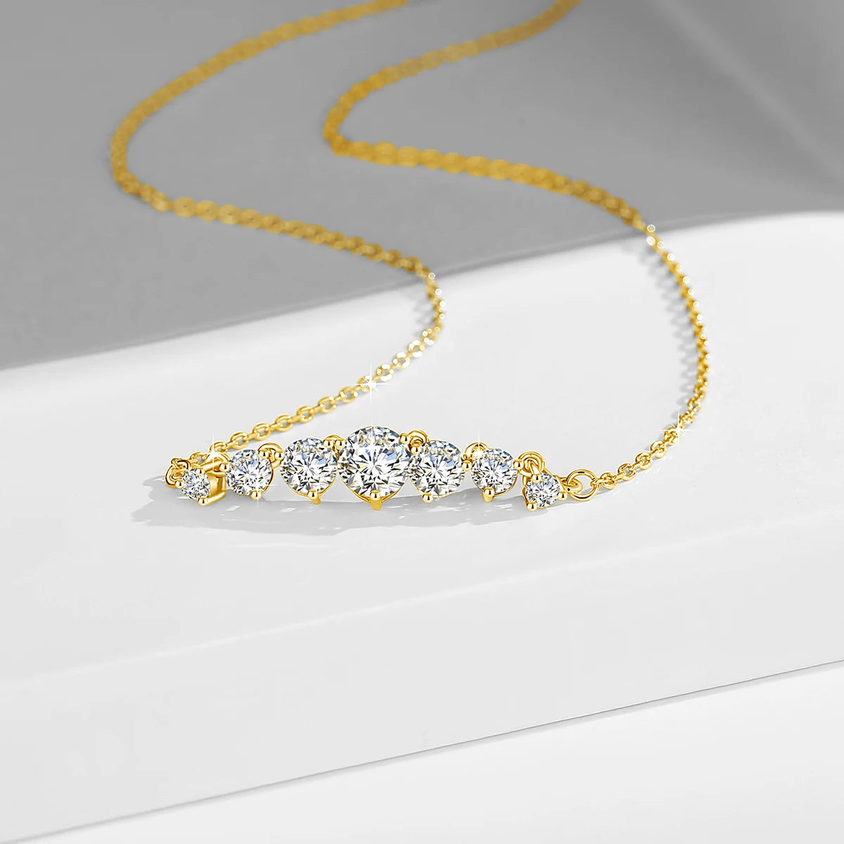 Moissanite Necklace For Women Solid 925 Sterling Silver 2.8ct 7 Stone