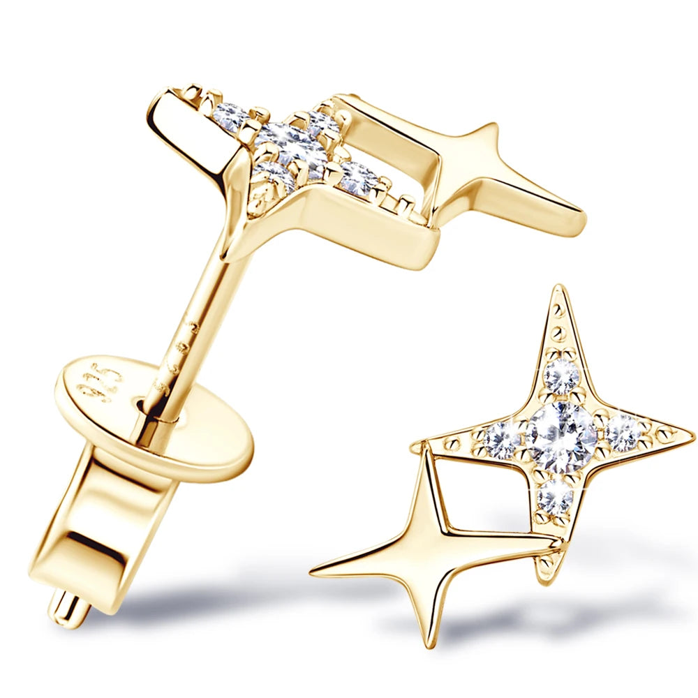 Star Moissanite Earrings For Women 100% 925 Sterling Silver Plated Gold Earrings Trending Jewelry Accessories