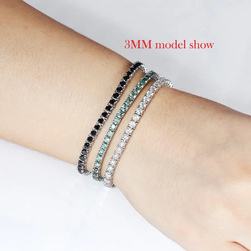 Moissanite Tennis Bracelets for Women Men Original 925 Sterling Silver Bangles with Certificate 3/4/5mm Pass Diamond Test