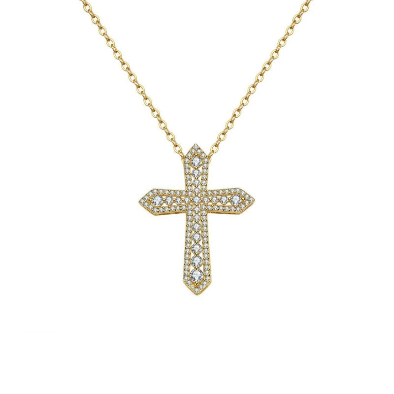 Girl Thanksgiving 18K Gold Daughter Birthday Necklaces 2.2CT Moissanite Women Christmas Pendant Cross Necklaces New Year Gift
