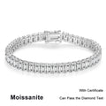 Emerald Cut Moissanite Tennis Bracelets for Woman Man 925 Sterling Silver Lab Diamond Hand Bracelet Women's Men Bracelets