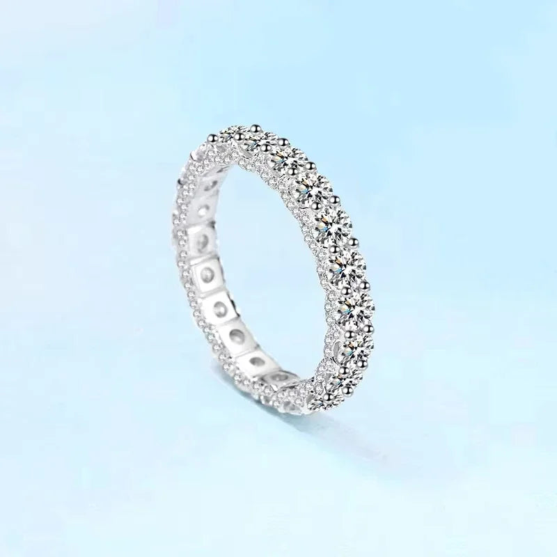 Lady Rings 18K White Gold Wedding Band 2.1CT Moissanite Diamond PT950 Platinum Girl Friend Birthday Gift Women Valentine's Day