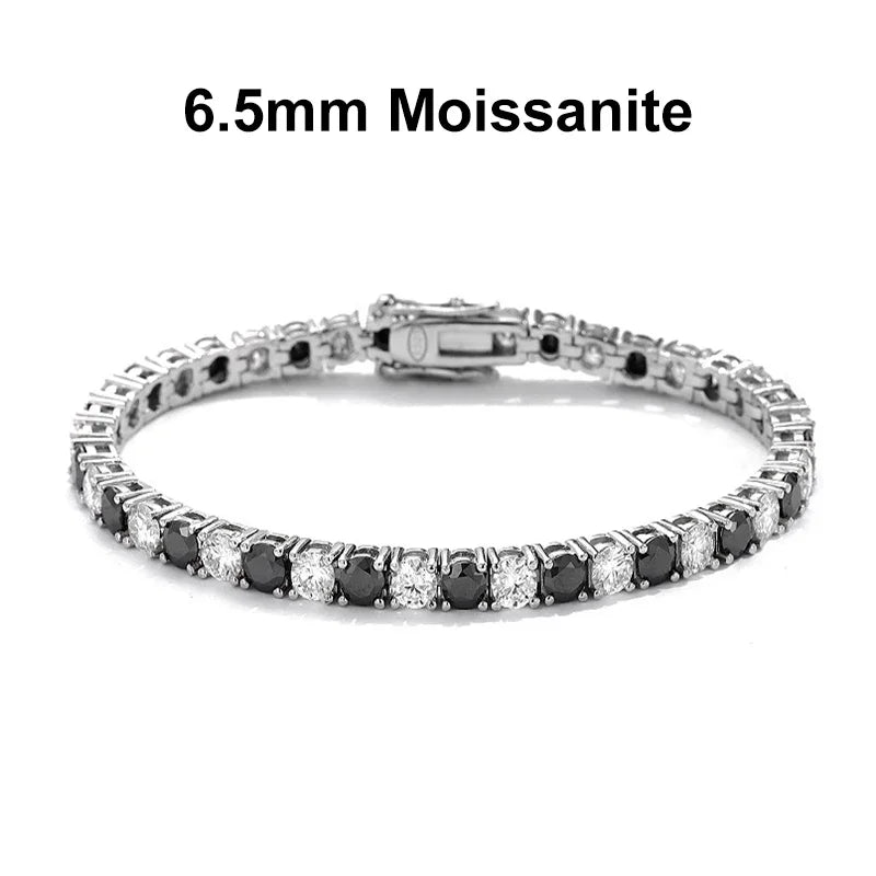 Black and White All Moissanite Tennis Bracelets for Women Man s925 Sterling Silver Plated White Gold Hip Hop Bracelet