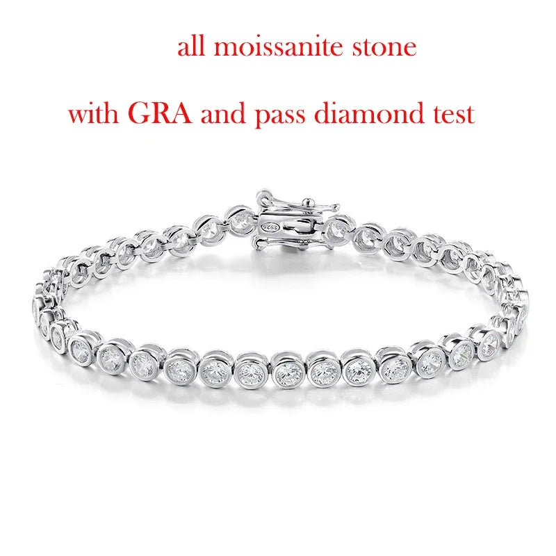 Bubble Moissanite Tennis Bracelet 2/3MM for Women Men Full Diamond Original Sterling Silver 925 Chain with Certificate