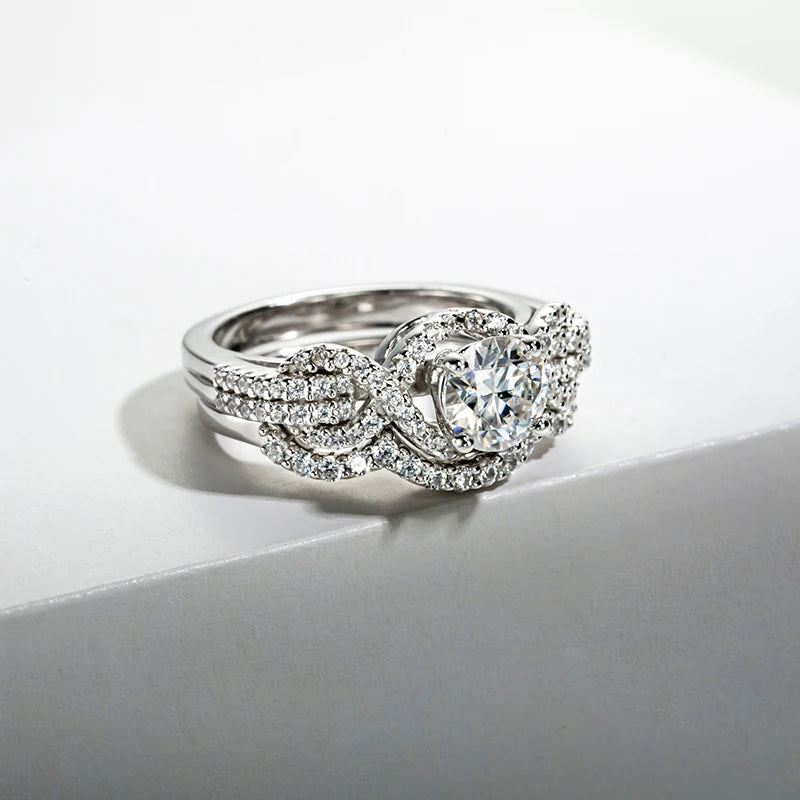 925 Sterling Silver 1.2 Carat Round D Color Moissanite Engagement Ring For Women