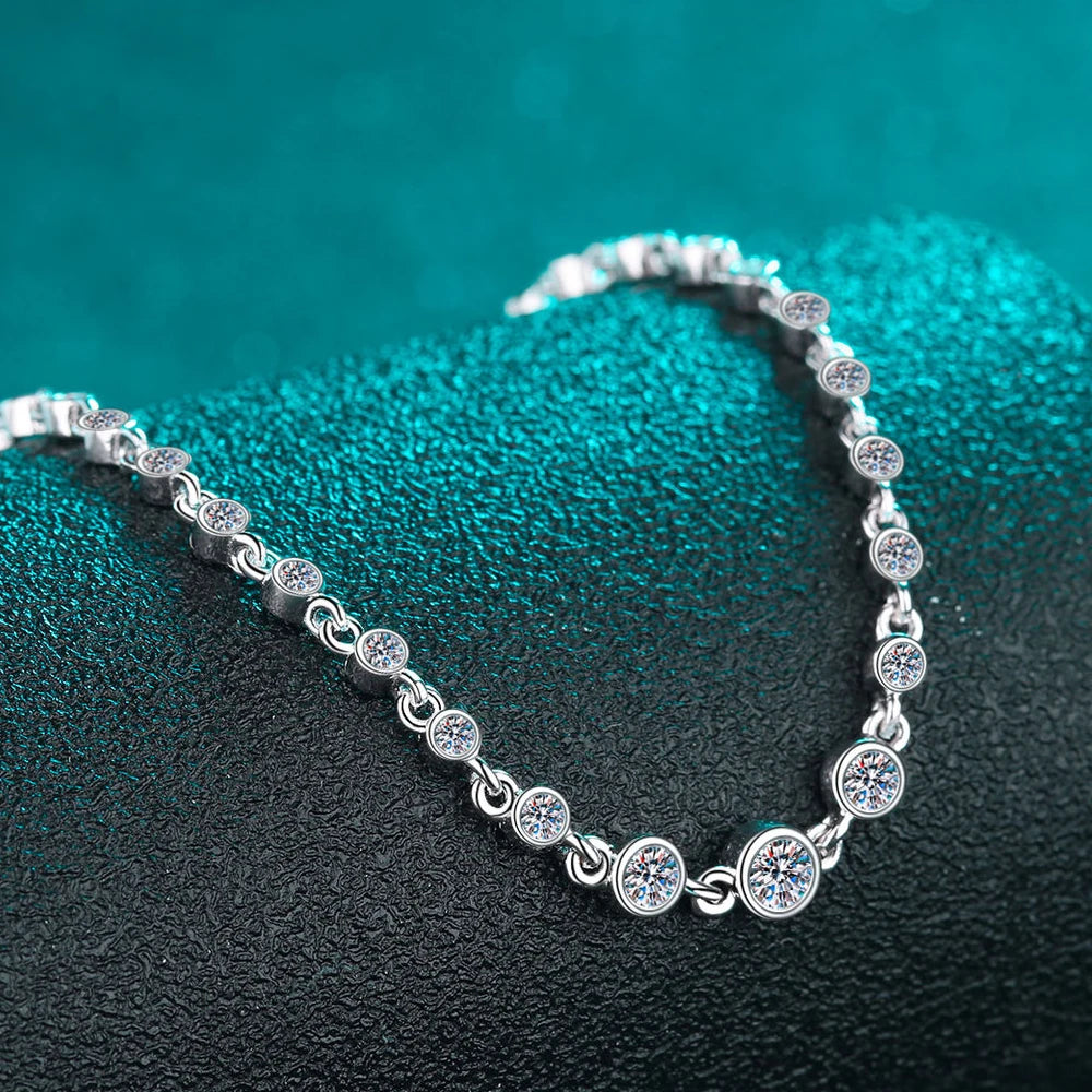 Moissanite Tennis Bracelets for Women Round Lab Diamond GRA 925 Sterling Silver 18k D VVS1
