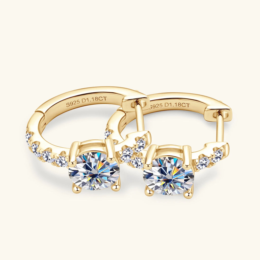 Full Moissanite Hoop Earrings 6.5mm D Color Diamond Earring White Gold Plated 925 Sterling Silver Huggie Earrings for Women Gift