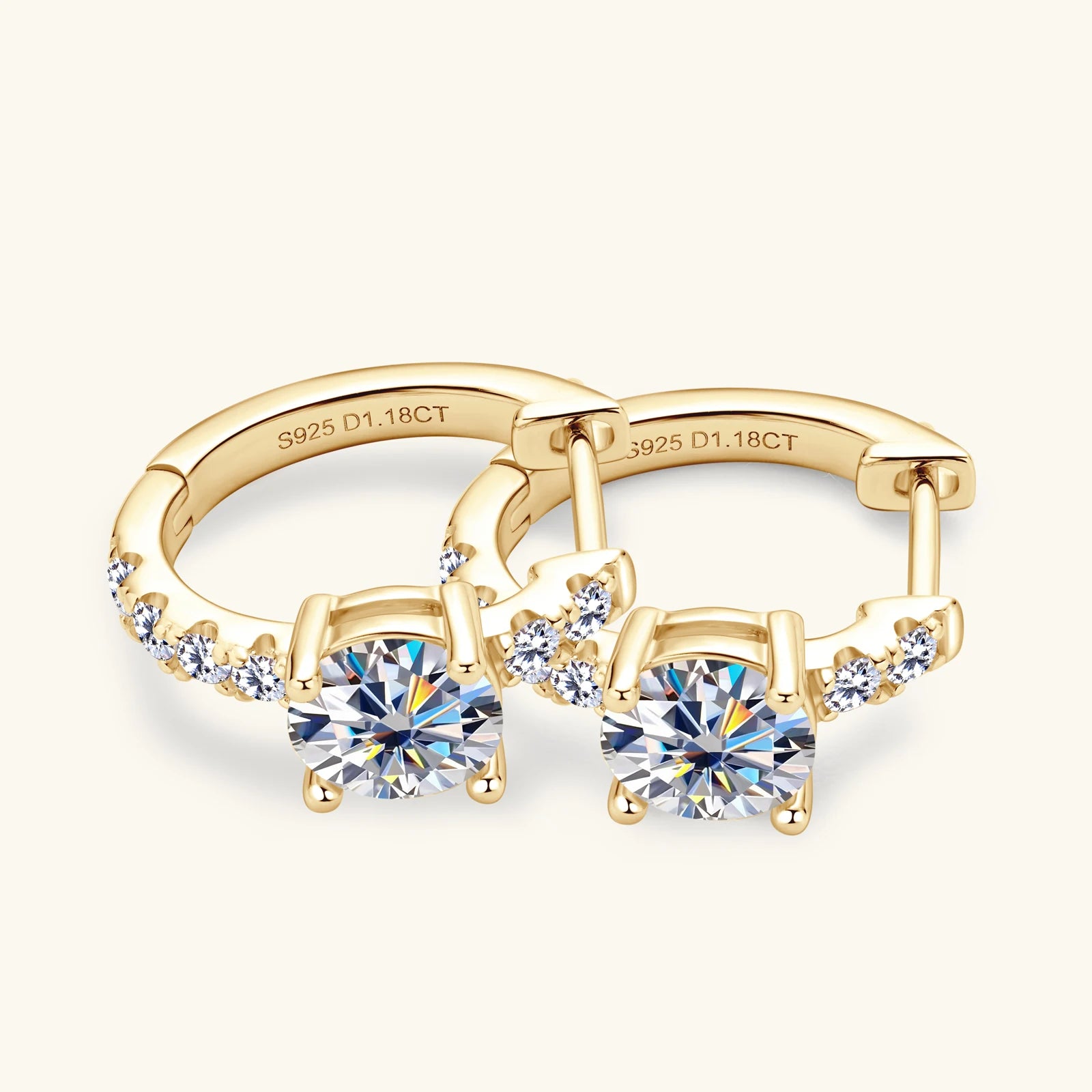 Full Moissanite Hoop Earrings 6.5mm D Color Diamond Earring White Gold Plated 925 Sterling Silver Huggie Earrings for Women Gift