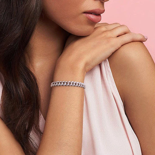 18k Gold Plated Cuban Bracelet for Women Men High Carbon Diamond Bracelet 925 Sterling Silver Jewelry Hip Hop Link Chain