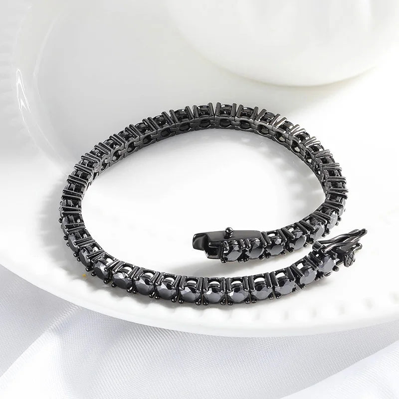 Black Moissanite Tennis Bracelet 3/4/5MM for Women Hip Hop Full Diamond Men's Bracelet 100% 925 Sterling Silver