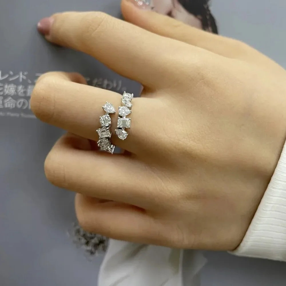 2.6cttw Special Shape Cut D Color Moissanite Rings for Women S925 Sterling Silver Plated 18K