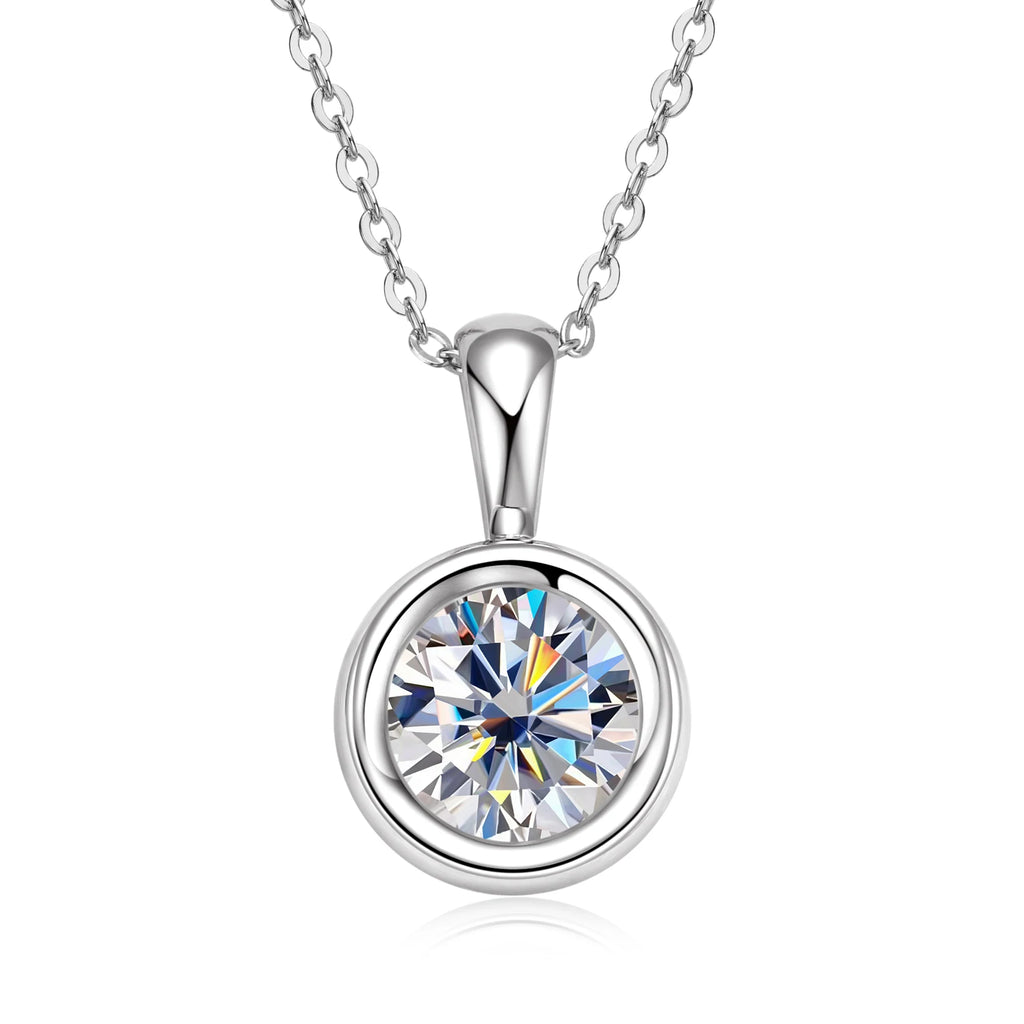 GRA Certified 2CT Moissanite Pendant Necklaces 925 Sterling Silver Solitaire Necklace Chain For Women Jewellry Gift